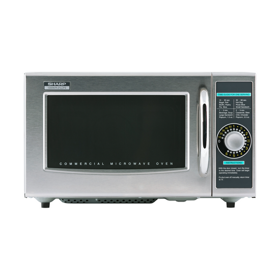 Sharp R21LCFS 1000-Watts Medium Duty Commercial Microwave Oven with Dial Control, Stainless Steel Door