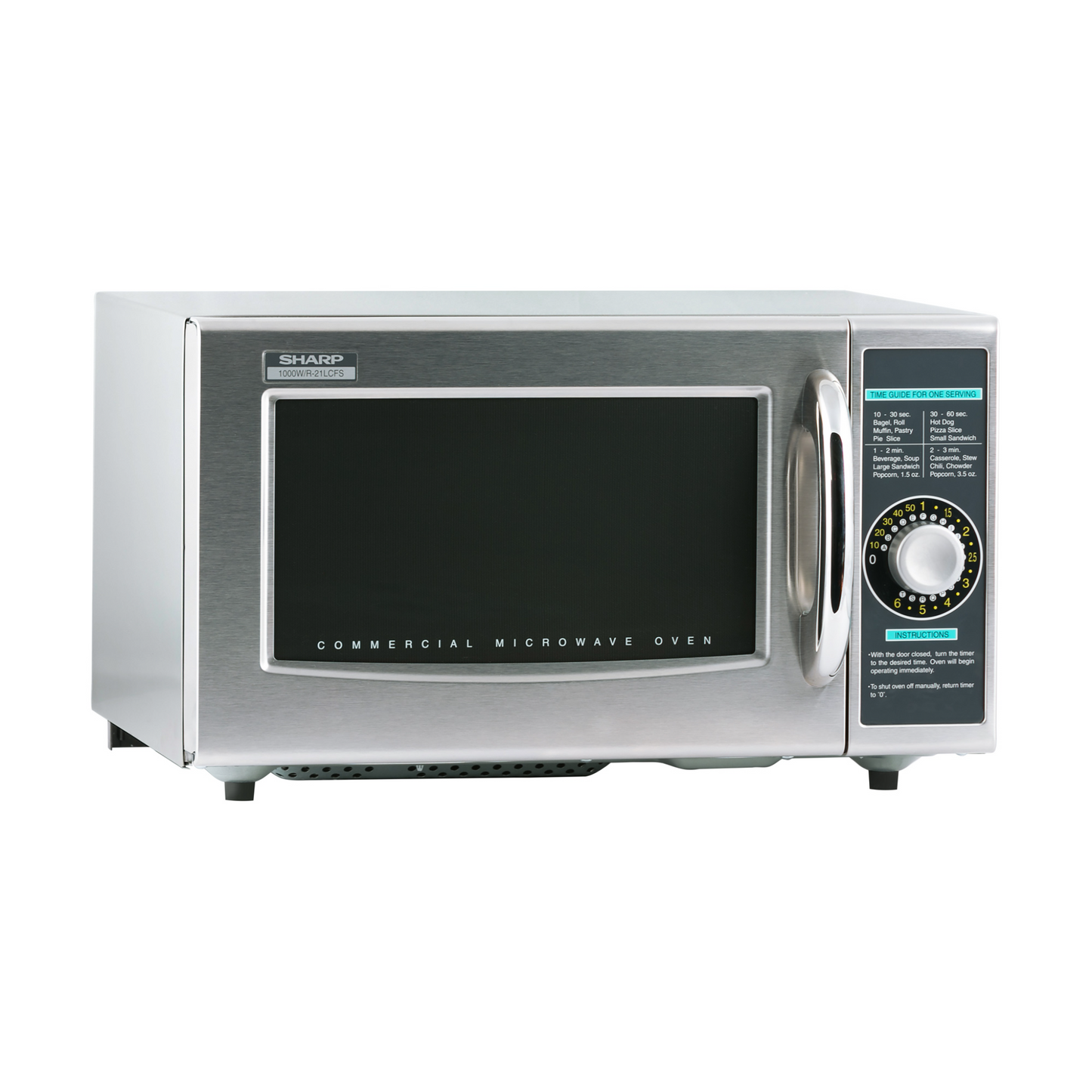 SHARP R21LCFS 1000-Watts Medium Duty Commercial Microwave Oven with Dial Control, Stainless Steel Door