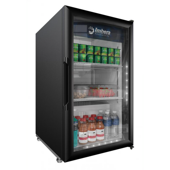 IMBERA 41214 21″ Black Display Refrigerator, Single Glass Swing Door, 5.1 Cu.Ft / 144.4 L Capacity