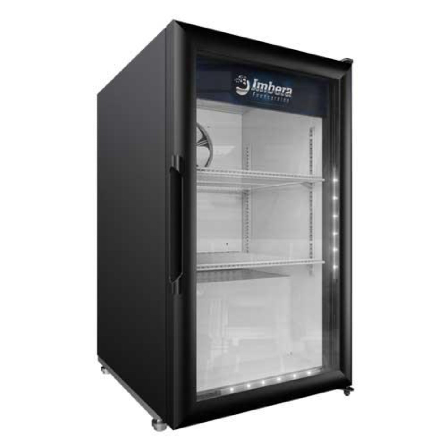 IMBERA 41214 21″ Black Display Refrigerator, Single Glass Swing Door, 5.1 Cu.Ft / 144.4 L Capacity