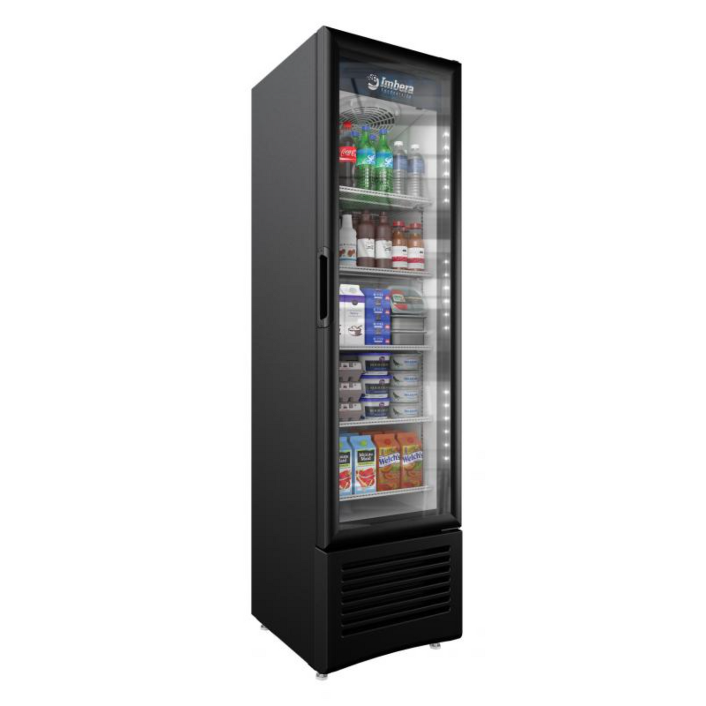 IMBERA 41215 19″ Black Display Refrigerator, Single Glass Swing Door, 7.7 Cu.Ft / 220 L Capacity