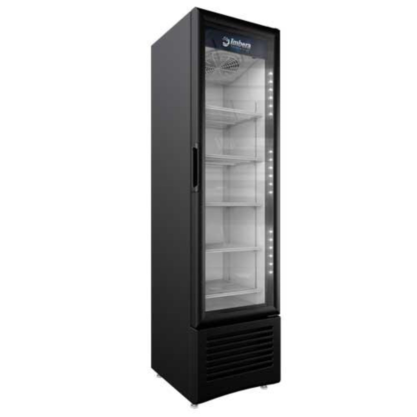 IMBERA 41215 19″ Black Display Refrigerator, Single Glass Swing Door, 7.7 Cu.Ft / 220 L Capacity