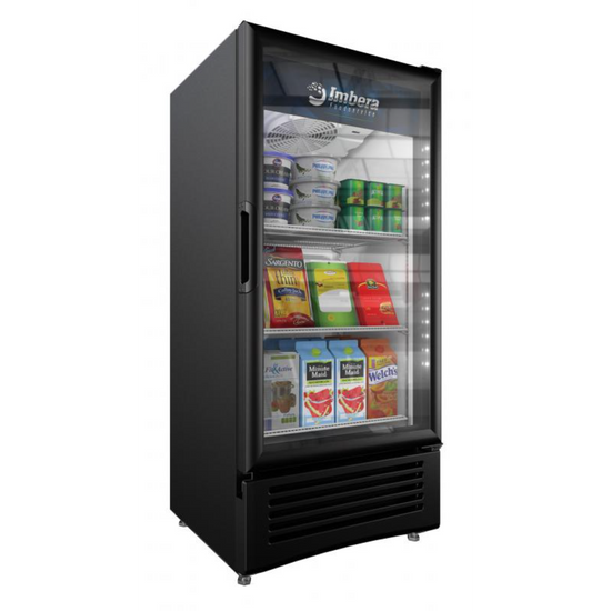 IMBERA 41216 25″ Black Display Refrigerator, Single Glass Swing Door, 8.9 Cu.Ft / 253.4 L Capacity