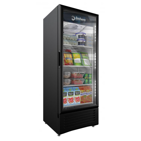 IMBERA 41217 25″ Black Display Refrigerator, Single Glass Swing Door, 11.5 Cu.Ft / 328.2 L Capacity