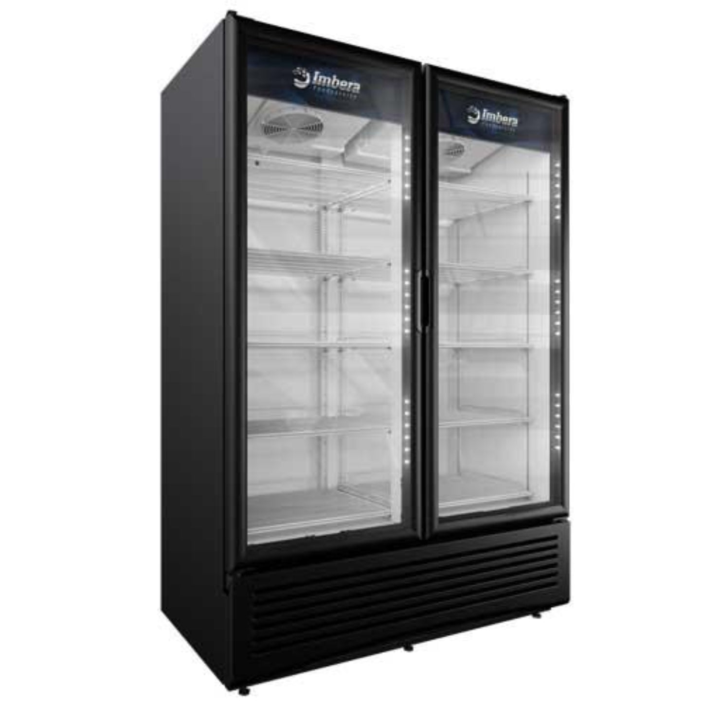 IMBERA 41218 54″ Black Display Refrigerator, Double Glass Swing Doors, 41.6 Cu.Ft / 1179.7 L Capacity