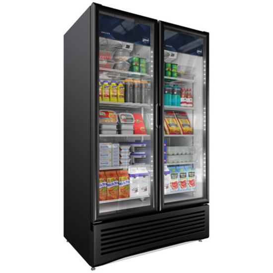 IMBERA 45249 47″ Black Display Refrigerator, Double Glass Swing Doors, 37.4 Cu.Ft / 1059.7 L Capacity