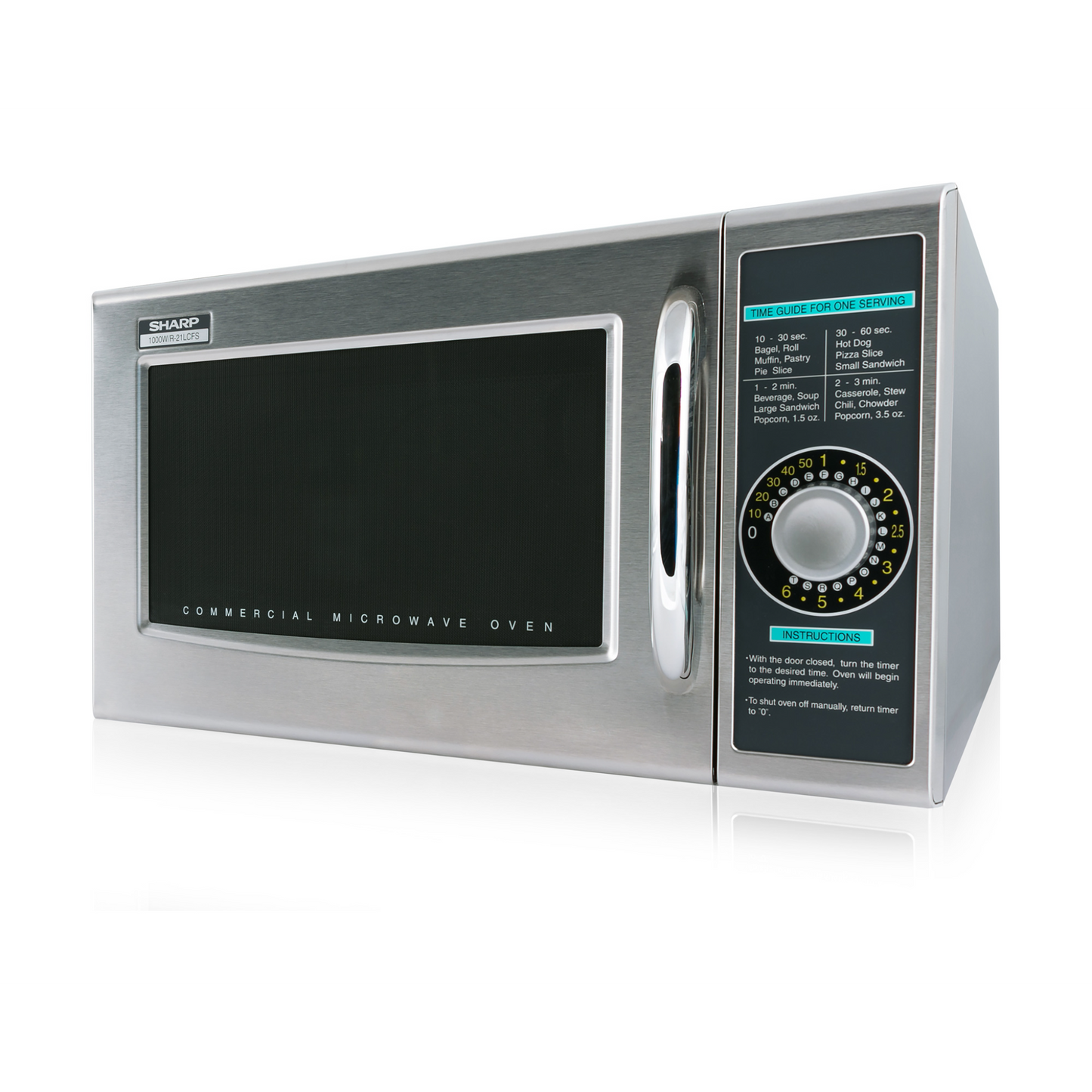 SHARP R21LCFS 1000-Watts Medium Duty Commercial Microwave Oven with Dial Control, Stainless Steel Door