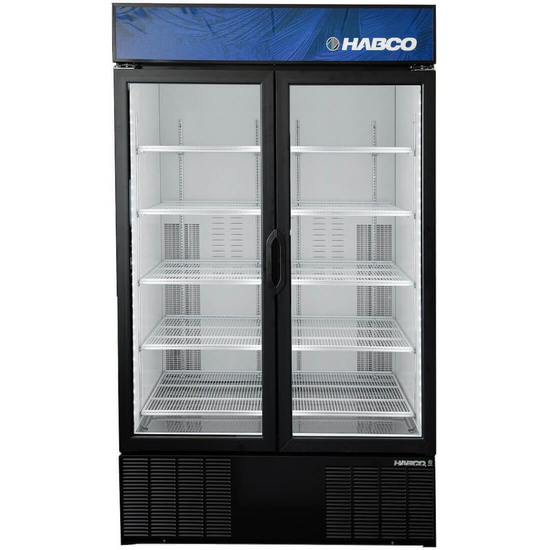 HABCO ESM46HC 24" Double Swing Glass Door Refrigerator 46 Cu.Ft
