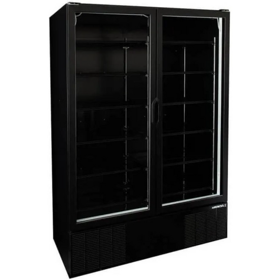 HABCO ESM49HCTD-BLACK-XT/IN 54" Impulse Cold Space Merchandiser Black Refrigerator Display, Double Glass Swing Doors