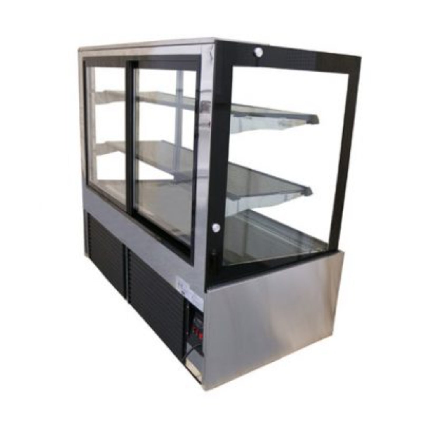 Kool-It KBF-60D 60" Flat Glass Display Case, Double Sliding Glass Doors