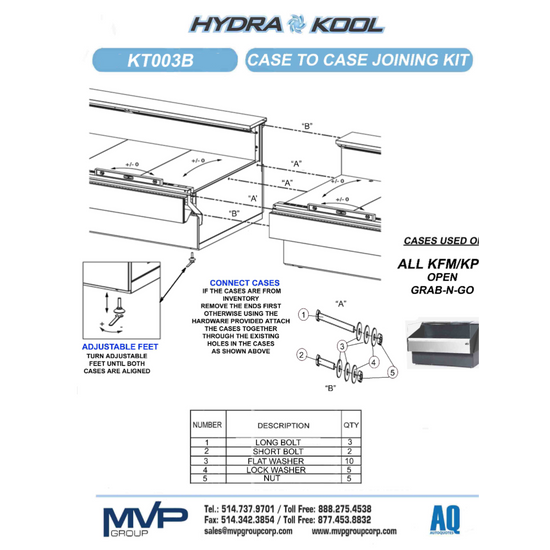 Hydra-Kool KT003B Case to Case Joining Kit - Curved and Flat Glass KPM/KFM