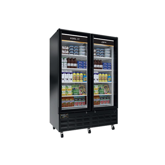 Kool-It LX-46RB 41.7 Cu. Ft. Black Double Swing Glass Door Merchandiser Refrigerator (Signature)