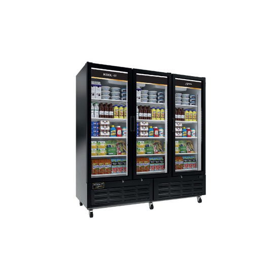Kool-It LX-74RB 66.3 Cu Ft. Black Triple Glass Door Merchandiser Refrigerator (Signature)