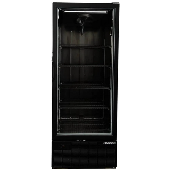 HABCO SF28HCBATDMHL 30.5″ Black Display Freezer Merchandiser With Health Lock Timer, Single Glass Swing Door