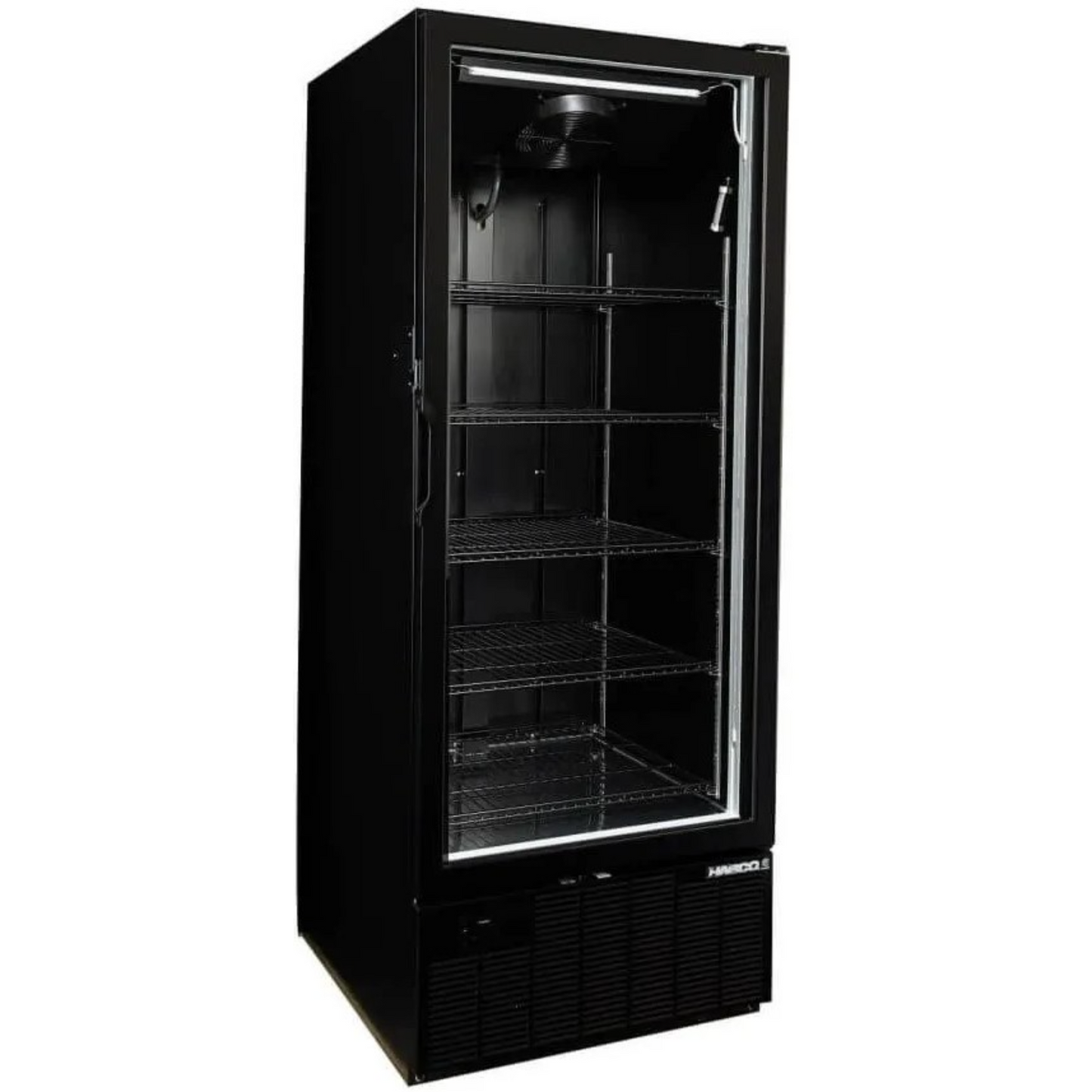 HABCO SF28HCBATDMHL 30.5″ Black Display Freezer Merchandiser With Health Lock Timer, Single Glass Swing Door